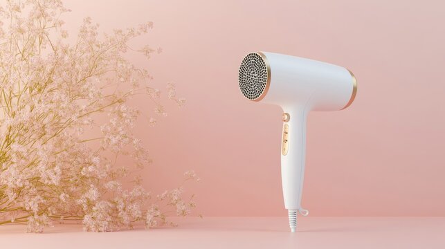 design of premium salon-grade hair dryer with diffuser and ion technology icon 