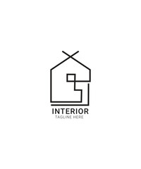 Obraz premium interior lineart logo design, minimalist interior logo design