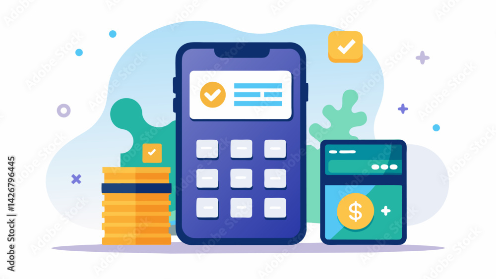 Poster a smartphone app design featuring a calculator and the headline find your perfect loan forgiveness p