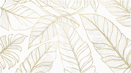 vector leaf pattern  gold line art background  art (2).eps