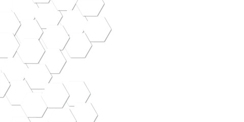 Abstract white hexagon vector wallpaper with hexagon grid realistic geometric mesh cells texture minimal futuristic medical concept hexagon on transparent background. 