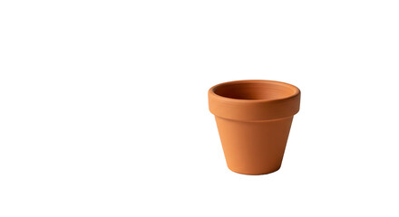 Empty terracotta flower pot on transparent background for easy integration