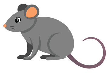 Obraz premium Illustration of a Grey Mouse Sitting Upright Against a White Background