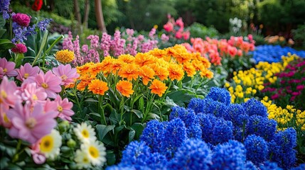 Vibrant Garden of Flowers, A Lush and Colorful Display of Natural Beauty in Full Bloom