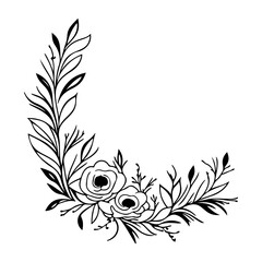 Elegant black floral frame vector illustration