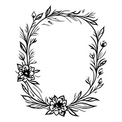 Botanical Flourish Oval Frame Illustration