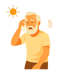 A man tired of summer heat vector illustration