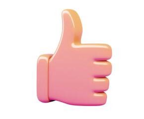 Glossy 3D Thumbs Up Icon on Gradient Background Positive Feedback, Approval, and Social Media Engagement