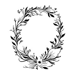 Botanical Frame Illustration in Black and White