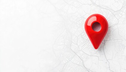 Red Map Marker Pin on Light Gray Map Background
