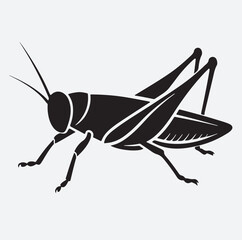 a grasshopper silhouette vector art illustration, grasshopper isolated on white background