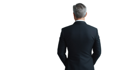 Rear View of Professional Businessman in Black Suit