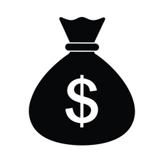 Money Bag Stencil Icon Silhouette Vector Illustration
