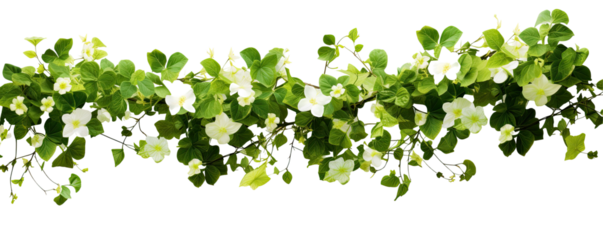 Lovely Flowers, Ivy Vines, and Cascading Greenery on transparent background