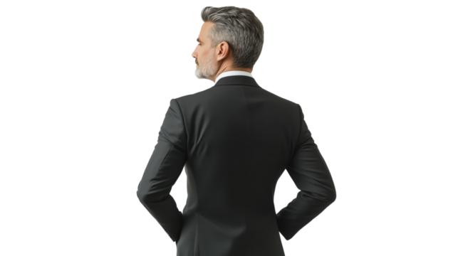 Mature Businessman in Black Suit from Behind - Powered by Adobe