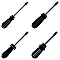 Fototapeta premium Screwdriver Silhouette vector illustration