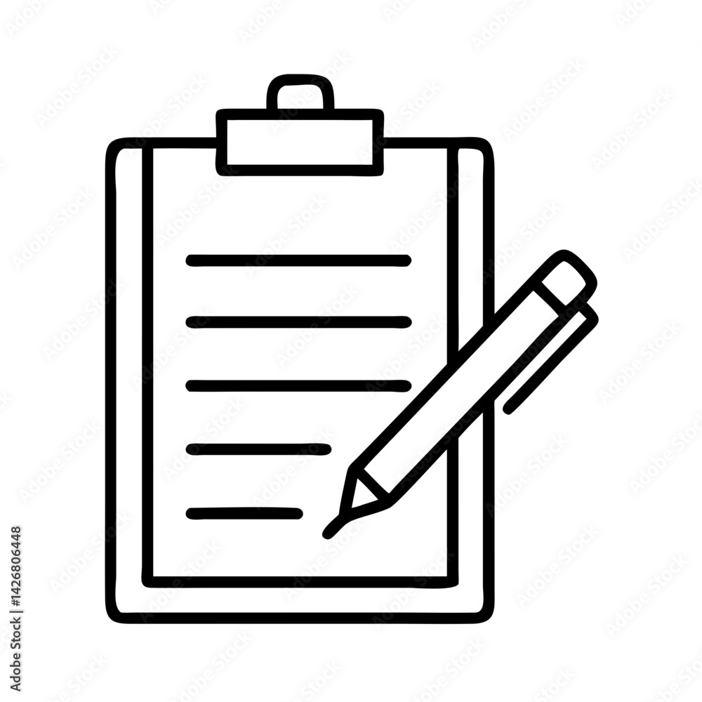 Poster clipboard with pen checklist task list to do list note taking writing document planning organizer fo