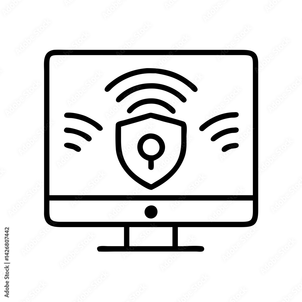 Poster monitor security network protection system safety firewall antivirus data privacy access wifi