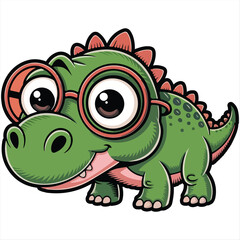 Dinosaurs Cartoon Style vector funny face vector illustration art Animal Icon