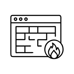 Website firewall security protection internet safety network server data fire flame concept design