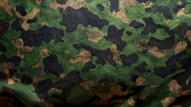 Abstract Camouflage Pattern Texture Green, Brown, and Black Irregular Shapes