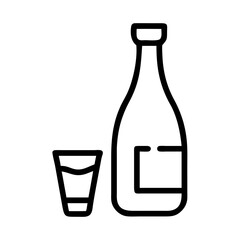 Sake Bottle with Cup Icon Design