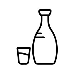 Sake Bottle with Cup Icon Design