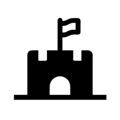 Sandcastle with Flag on Top Icon Design