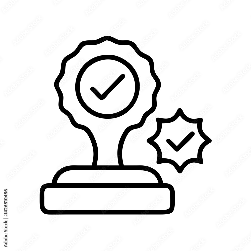 Poster approved quality check mark icon verified success symbol guarantee assurance validation certificate 