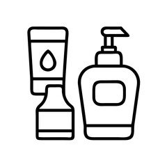 Outline cosmetic bottles vector illustration beauty product skincare lotion container set isolated on white background