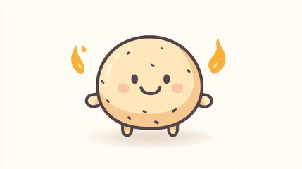 Obraz premium Cute potato character with cartoon flames