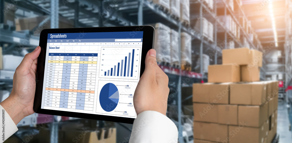Poster spreadsheet document information financial startup concept. data and graphs in spreadsheet documents
