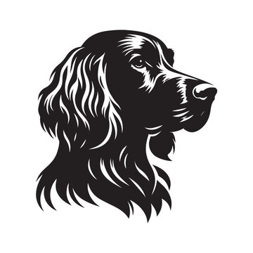 recommend clip art: Silhouette of an Irish Setter Dog Standing Gracefully Black silhouette of Irish setter head
