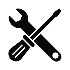 Wrench Crossed Screwdriver Icon Silhouette Vector Illustration