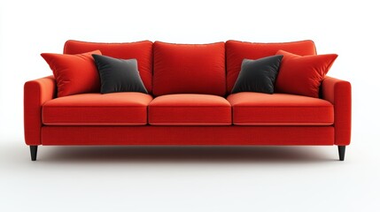 Fototapeta premium Close-up of a comfortable sofa in modern living room, isolated on white background