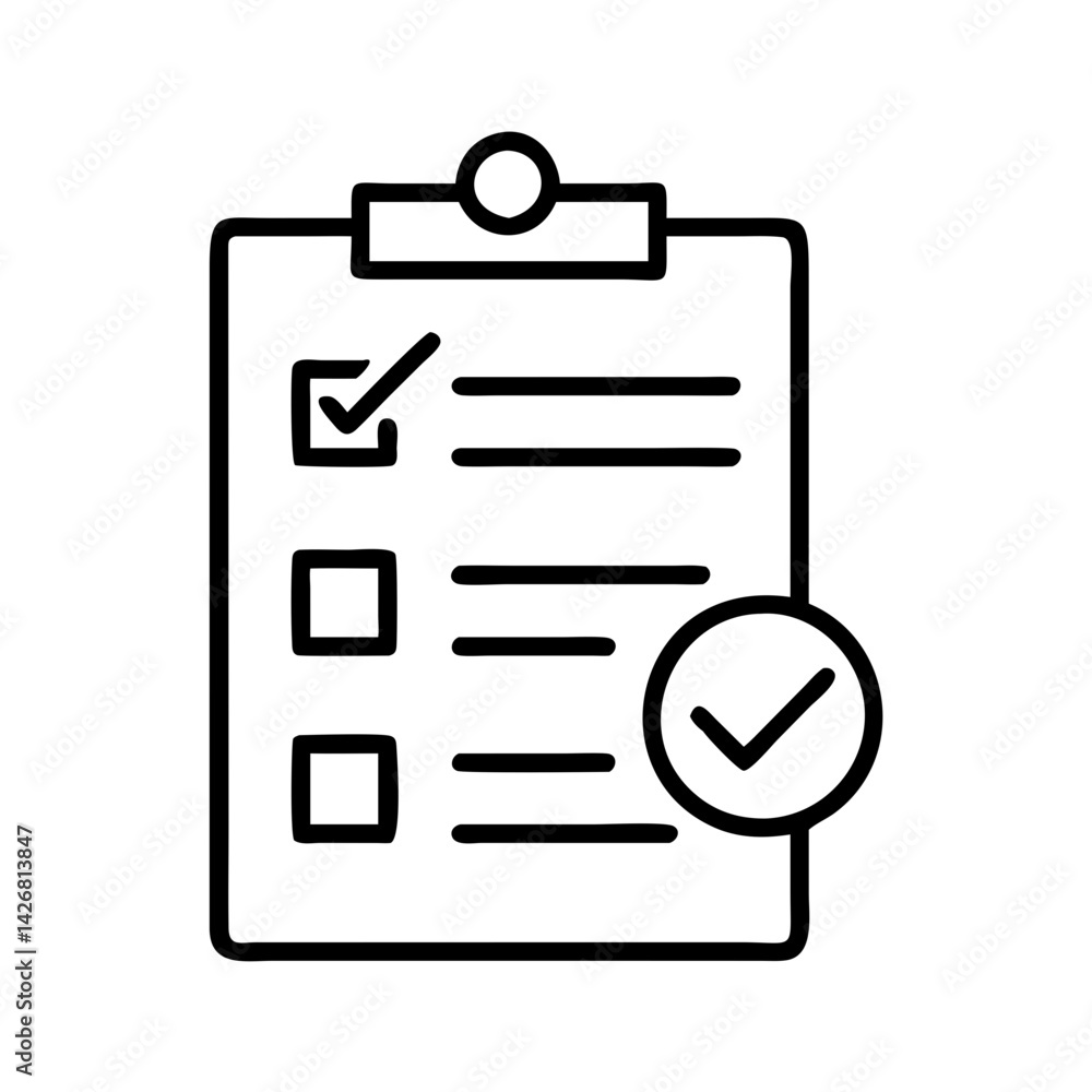 Poster checklist task list check mark survey form to do list project management business planning icon vect