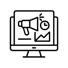 Marketing advertising strategy campaign promotion megaphone chart clock analytics computer icon