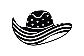 Silhouette art illustration of a cowboy hat with stars and stripes pattern.eps