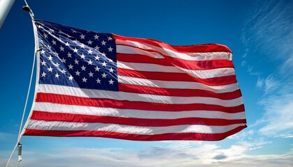 Fototapeta premium generous american flag on the blue sky