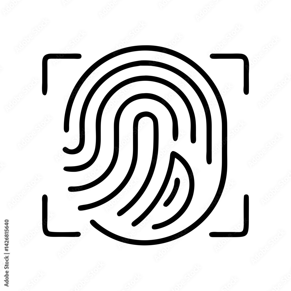 Poster fingerprint identification icon biometric security scan thumbprint identity access recognition syste