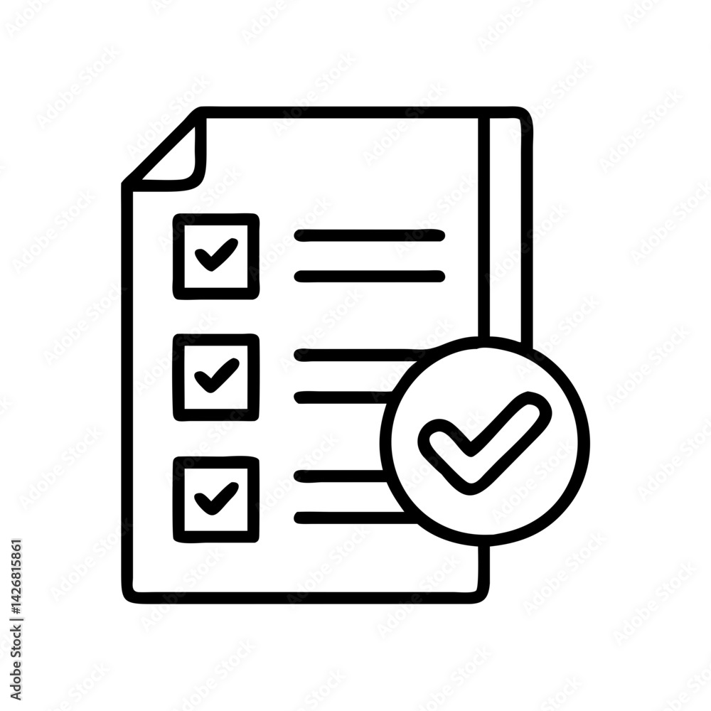 Poster checklist task list check mark survey form to do list project management and approved icon vector