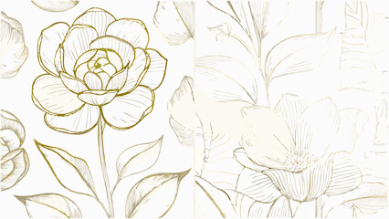 vector set of gold line japanese  chinese flowers  (2).eps