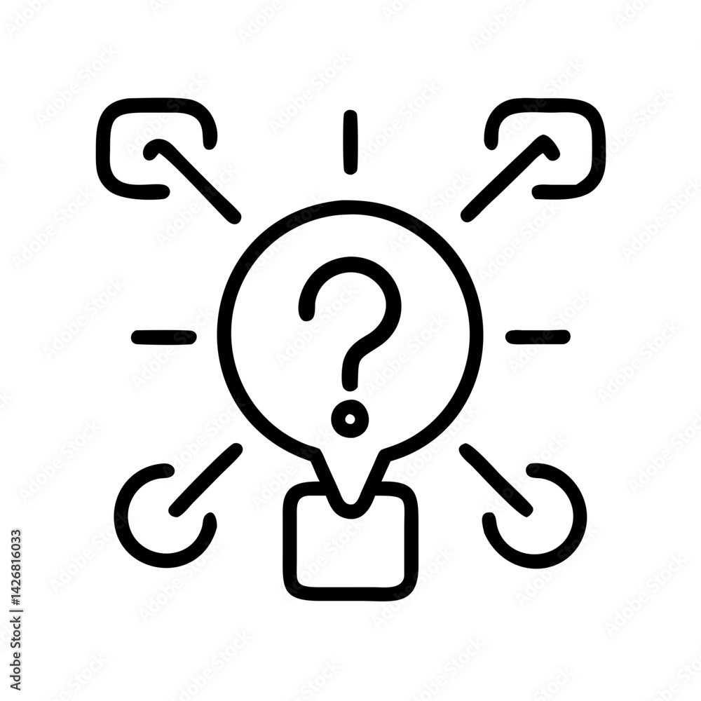 Poster question mark idea solution concept, creative problem solving, thinking process, decision making ico