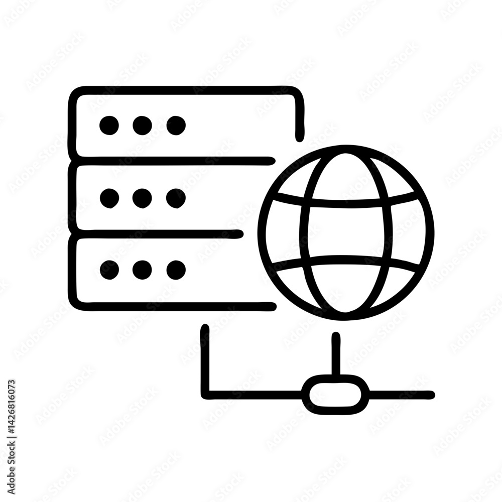 Fototapete Server network data storage database cloud computing system hosting connection global internet icon