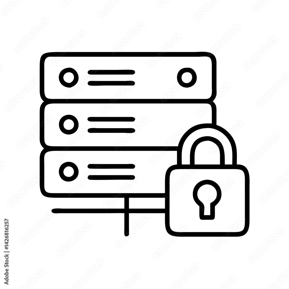 Poster Secure server data protection network security system database cloud computing technology icon graphic