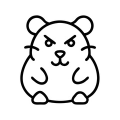 Illustration of angry hamster pet rodent animal drawing cute cartoon character vector art line drawing icon design