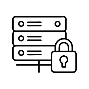 Secure server data protection network security system database cloud computing technology icon graphic