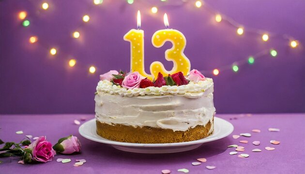 13 number birthday cake. Thirteen number birthday cake