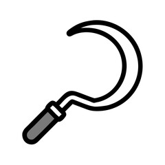 Sickle Harvesting Tool with Curved Blade Icon Design