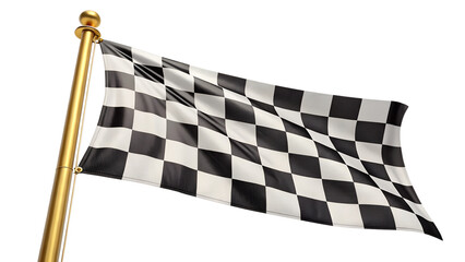 Fototapeta premium A Checkered Flag Flies Over Victory Lane